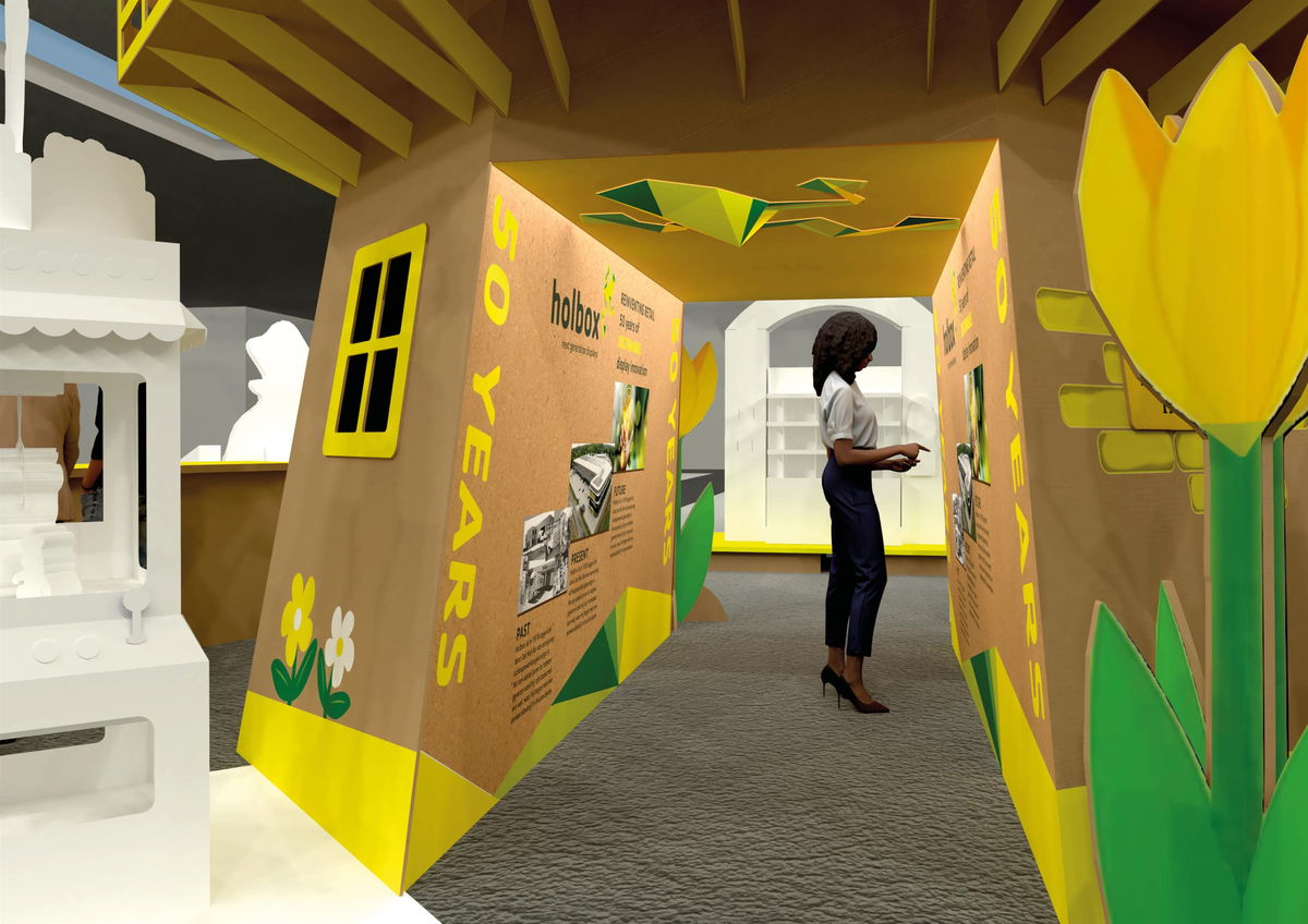 Visualisatie binnenkant beursstand EuroShop 2026 - Holbox Visualisatie binnenkant beursstand EuroShop 2026 - Holbox