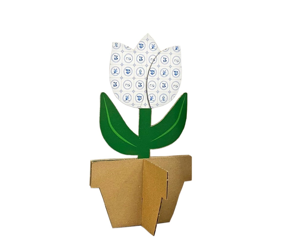 Tulpe, Tulpe aus Pappe, Papptulpe, Tulpe aus Karton, Tulpe Delfter Blau, Delfter Blau Tulpe, Werbematerial