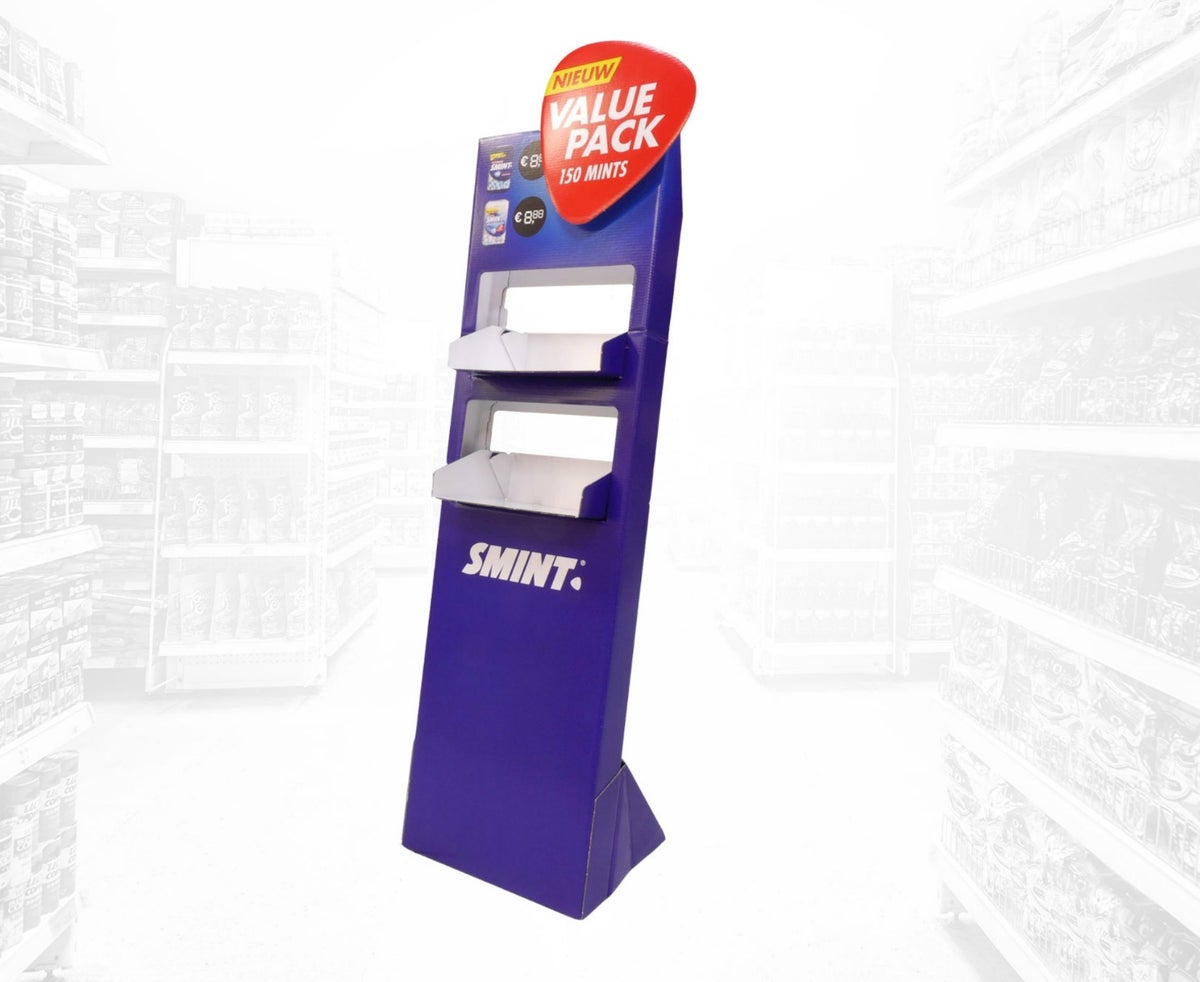bodendisplay, bodendisplay kompakt, kompaktes bodendisplay, bodenaufsteller, regaldisplay, pos display, tankstellendisplay, verkaufsdisplay tankstelle