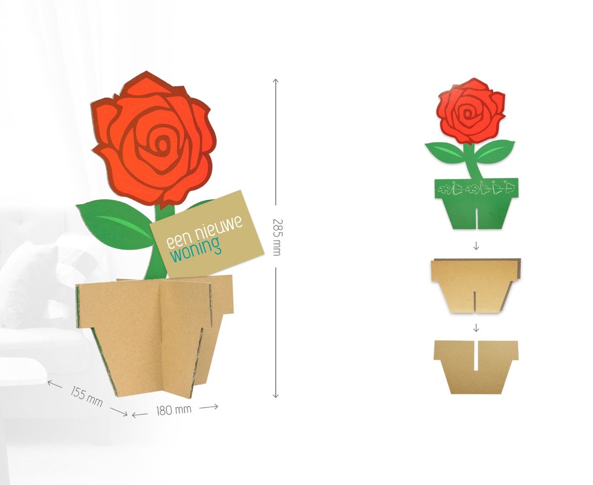 Rose, Blume, Pappblume, Rose aus Pappe, Blume aus Pappe, Geschenk, personalisiertes Geschenk, Werbematerial