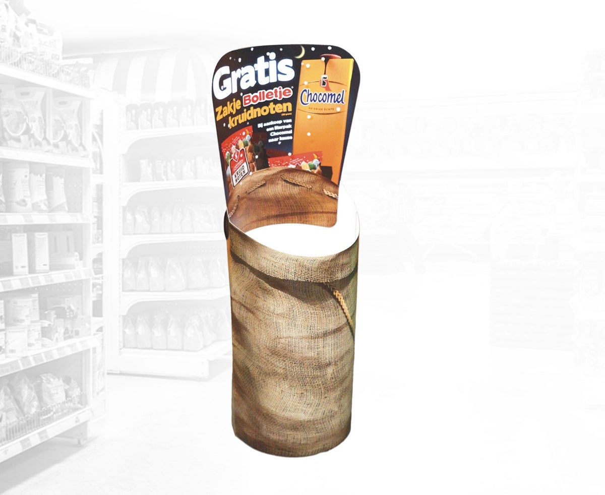 Schüttendisplay, Schüttendisplay aus Pappe, Warenschütte, Verkaufsschütte, Papp-Schüttdisplay, Pappdisplay, Schütte, Schütten, Werbematerial, Werbeaufsteller, Werbedisplay