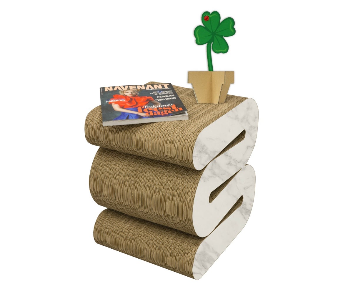 Beistelltisch aus Pappe, Couchtisch, Karton Couchtisch, Papptisch, bedruckter Papptisch, Pappmöbel, Möbel aus Pappe