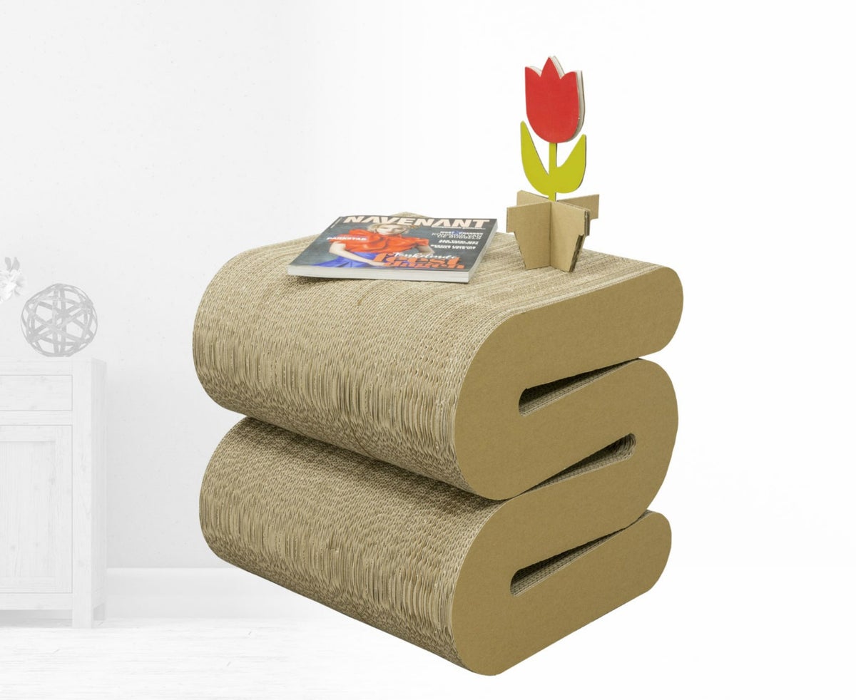 Beistelltisch aus Pappe, Couchtisch, Karton Couchtisch, Papptisch, bedruckter Papptisch, Pappmöbel, Möbel aus Pappe