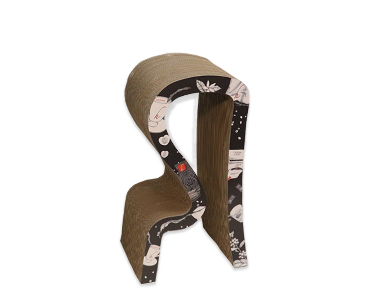 Barhocker, Pappstuhl, Stuhl, Stuhl aus Pappe, Kartonstuhl, Stuhl aus Karton, Pappmöbel, Möbel aus Pappe, Messemöbel