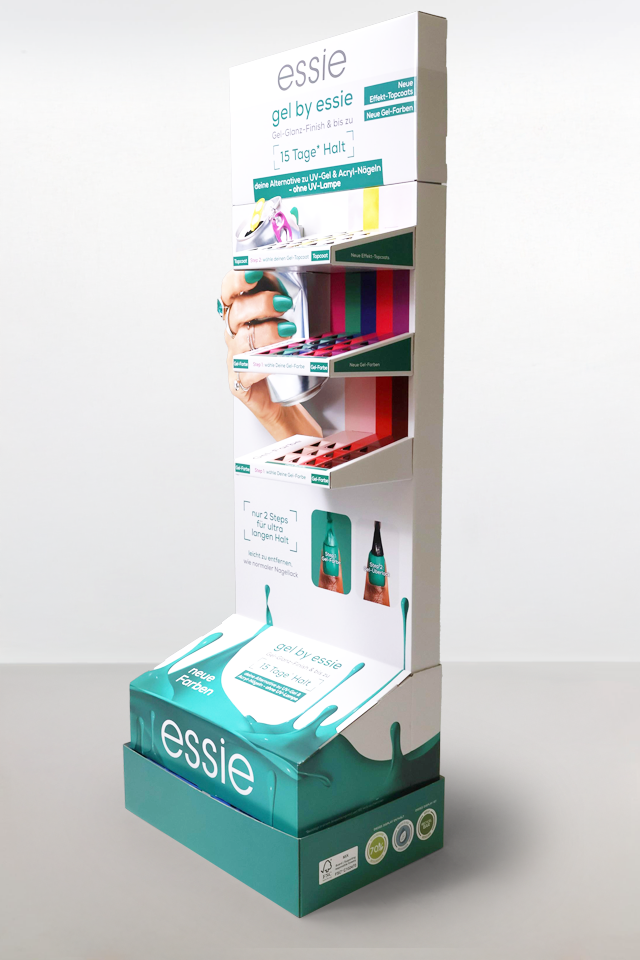 Kartonnen vloerdisplay voor cosmetica - Essie Kartonnen vloerdisplay voor cosmetica - Essie