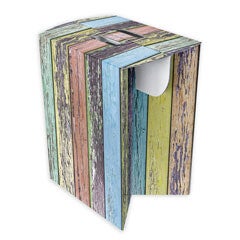 Papphocker, Hocker aus Pappe, Papphocker bedruckt, Festivalhocker, Hocker aus Karton, Pappmöbel, Möbel aus Pappe