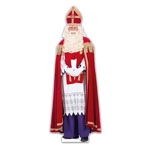 Nikolaus aus Pappe, Nikolaus aus Pappe in Lebensgröße, Nikolaus-Puppe aus Pappe, großer Nikolaus-Puppe, Nikolaus-Dekoration aus Pappe, Cut-Out, Standfigur aus Pappe, Lifesizer aus Pappe, lebensgroße Figur