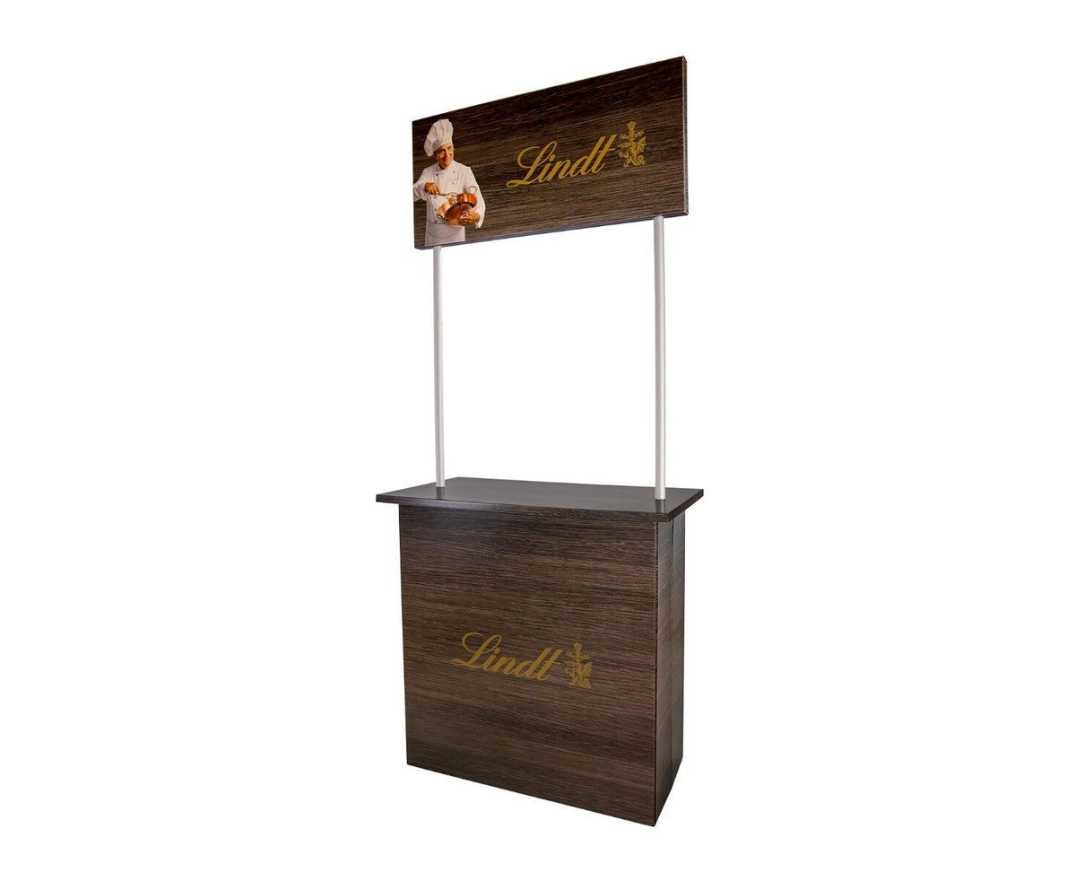 Promotiontheke, Messetheke, Messetisch, Promostand, Promotionstand, Promotisch, Verkaufsstand, Marktstand