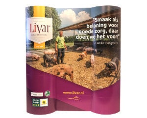 Messewand, Popup-Messewand, Werbewand, Pappwand, Popup Wand, Promotionwand, Ellipsen-Messewand, Trennwand