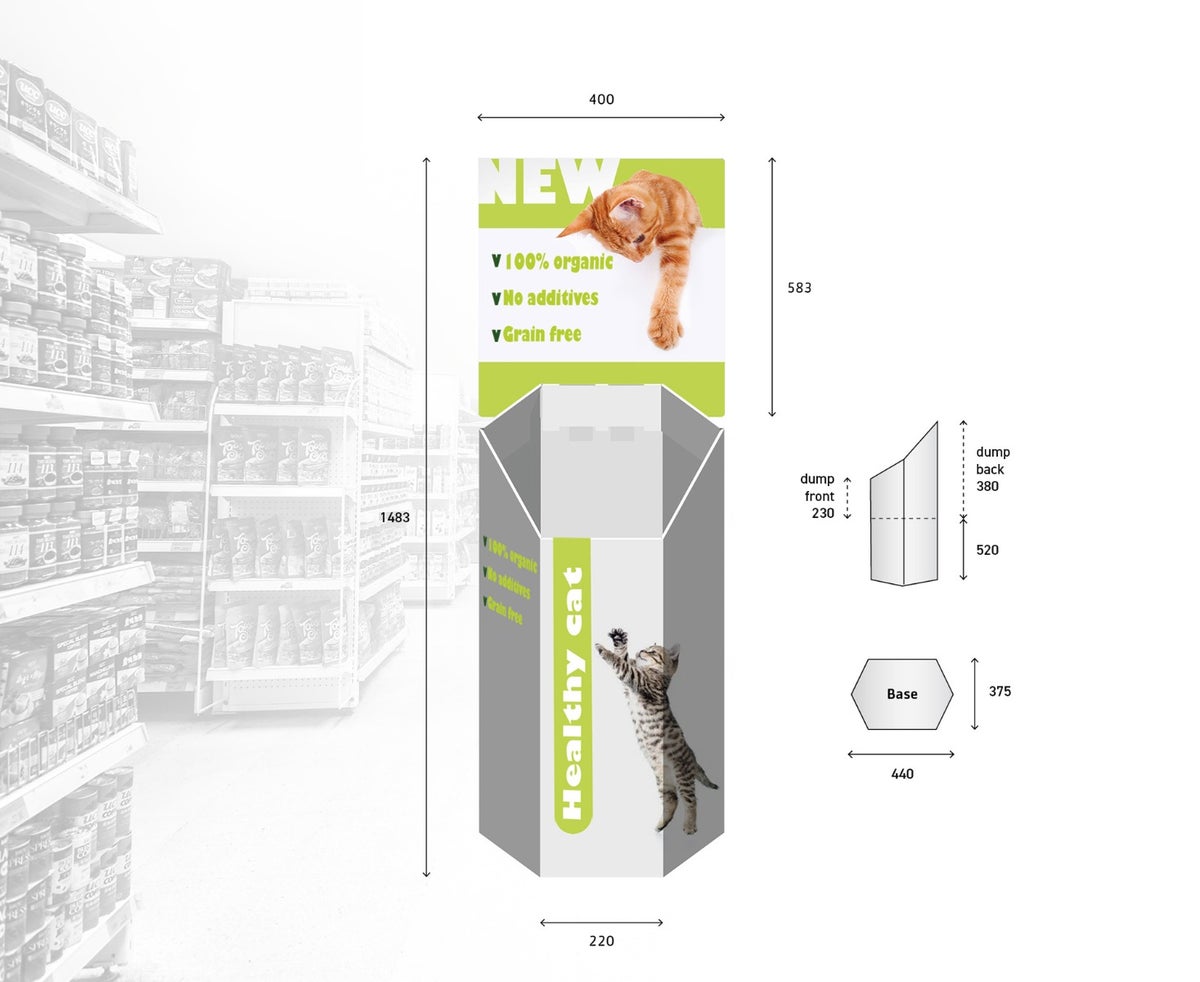Schüttendisplay Sechseck | Eigenes Design Schüttendisplay Sechseck | Eigenes Design