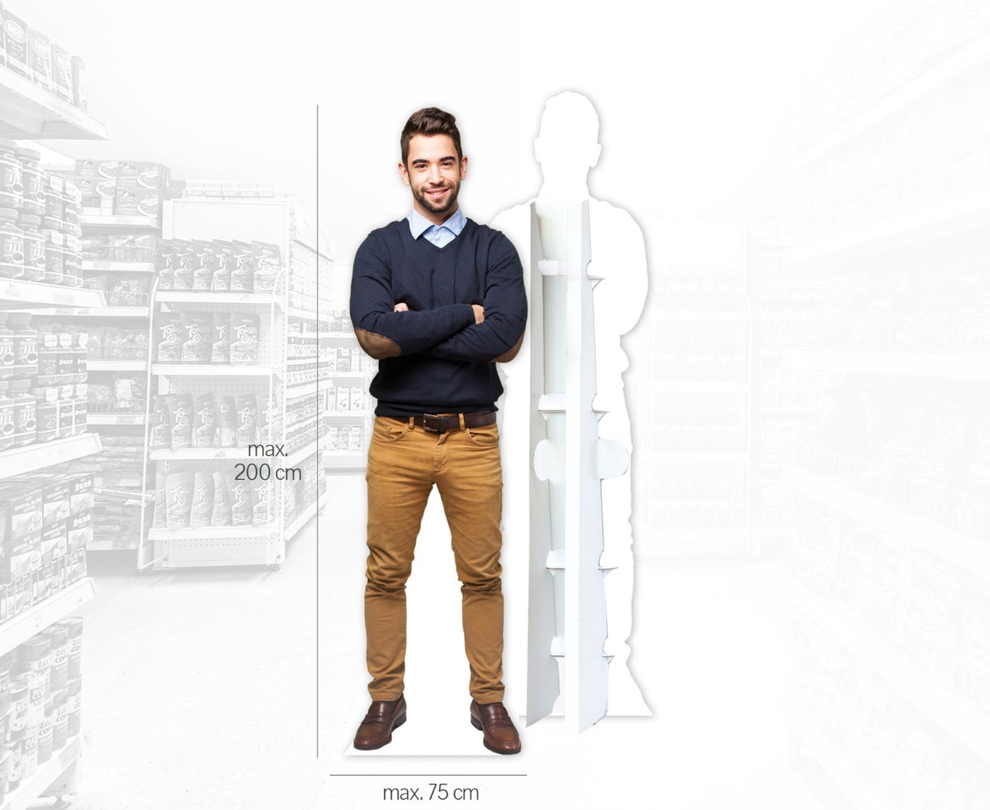 Levensgroot kartonnen figuur zonder witrand gemaakt door Holbox Shopdirect Levensgroot kartonnen figuur zonder witrand gemaakt door Holbox Shopdirect