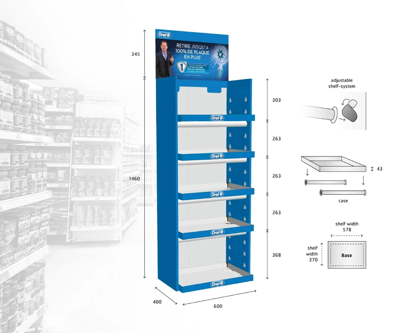 Palletdisplay LITE met eigen bedrukking - maatvoering Palletdisplay LITE met eigen bedrukking - maatvoering