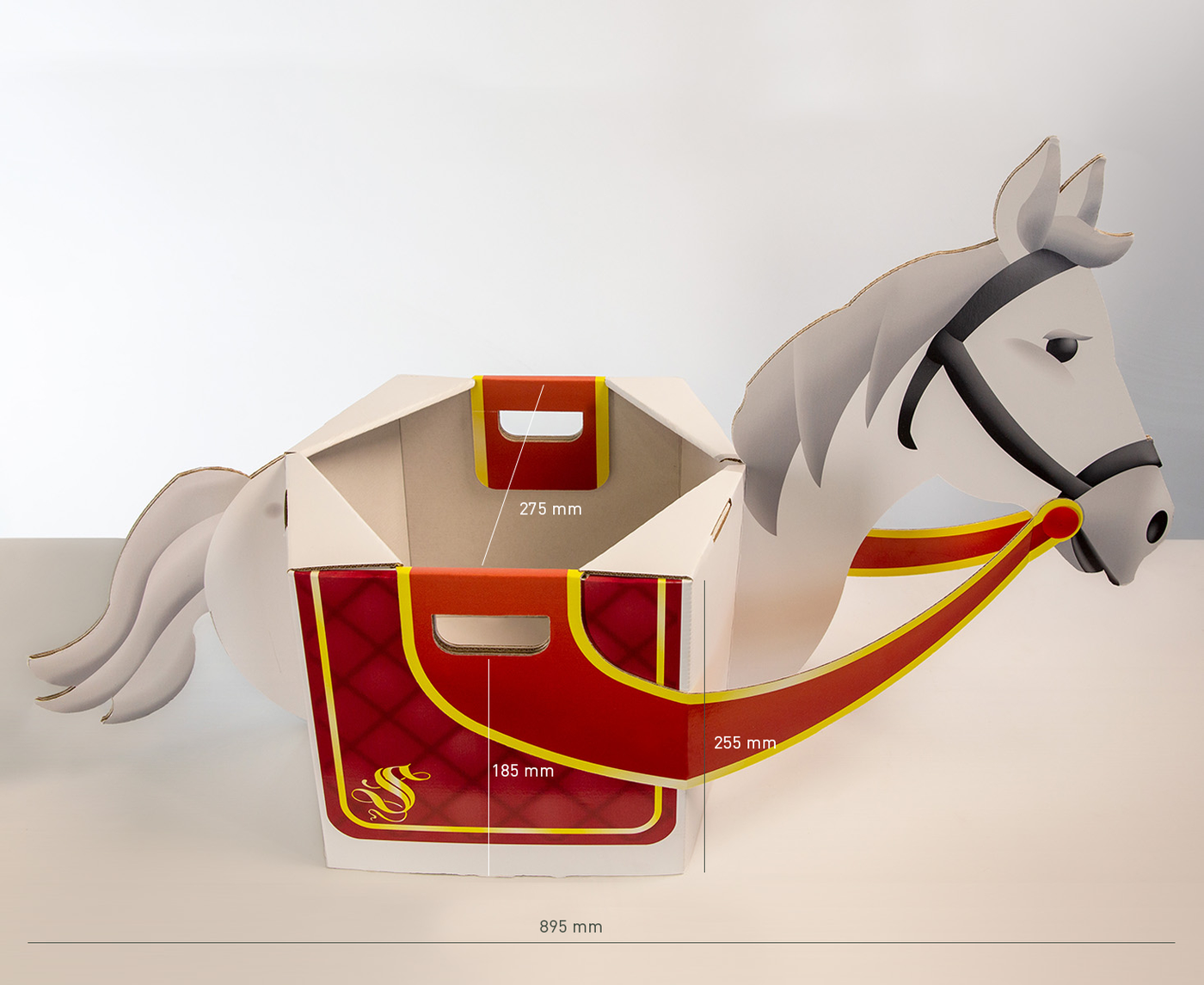 Sinterklaaspaardje van karton met afmetingen Sinterklaaspaardje van karton met afmetingen